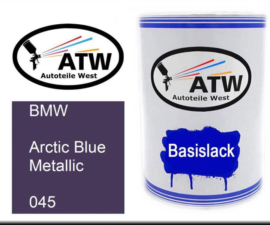 BMW, Arctic Blue Metallic, 045: 500ml Lackdose, von ATW Autoteile West.